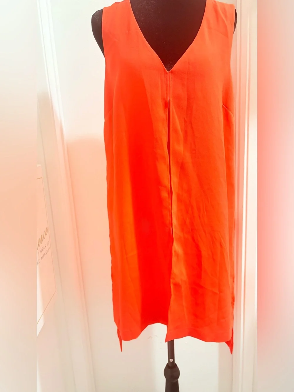 BCBGMaxAzria Bright Orange V-Neck Sleeveless Tunic - Picture 8 of 10